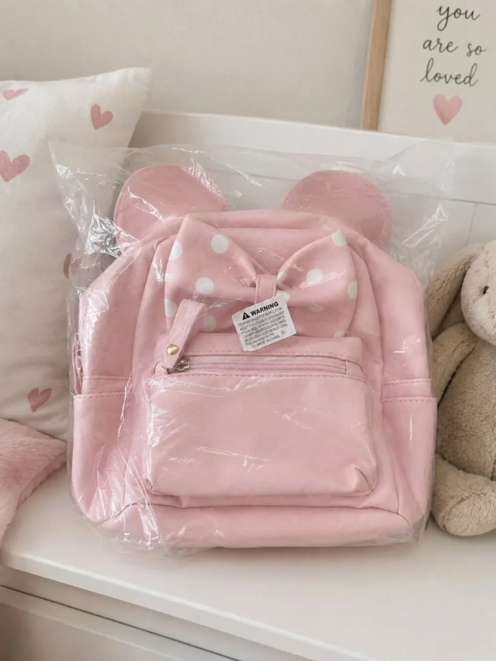 Pink Mouse Ear Kids Backpack Bow Mini Bag